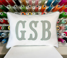 Load image into Gallery viewer, Initials Appliqué Lumbar Linen Pillow Cover