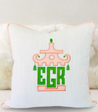 Load image into Gallery viewer, Pagoda Appliqué  Linen Pillow