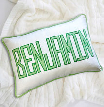 Load image into Gallery viewer, Name Appliqué Lumbar Linen Pillow Cover