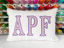Load image into Gallery viewer, Initials Appliqué Lumbar Linen Pillow Cover