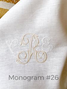 Linen pillow with monogram