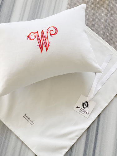 Linen pillow with monogram